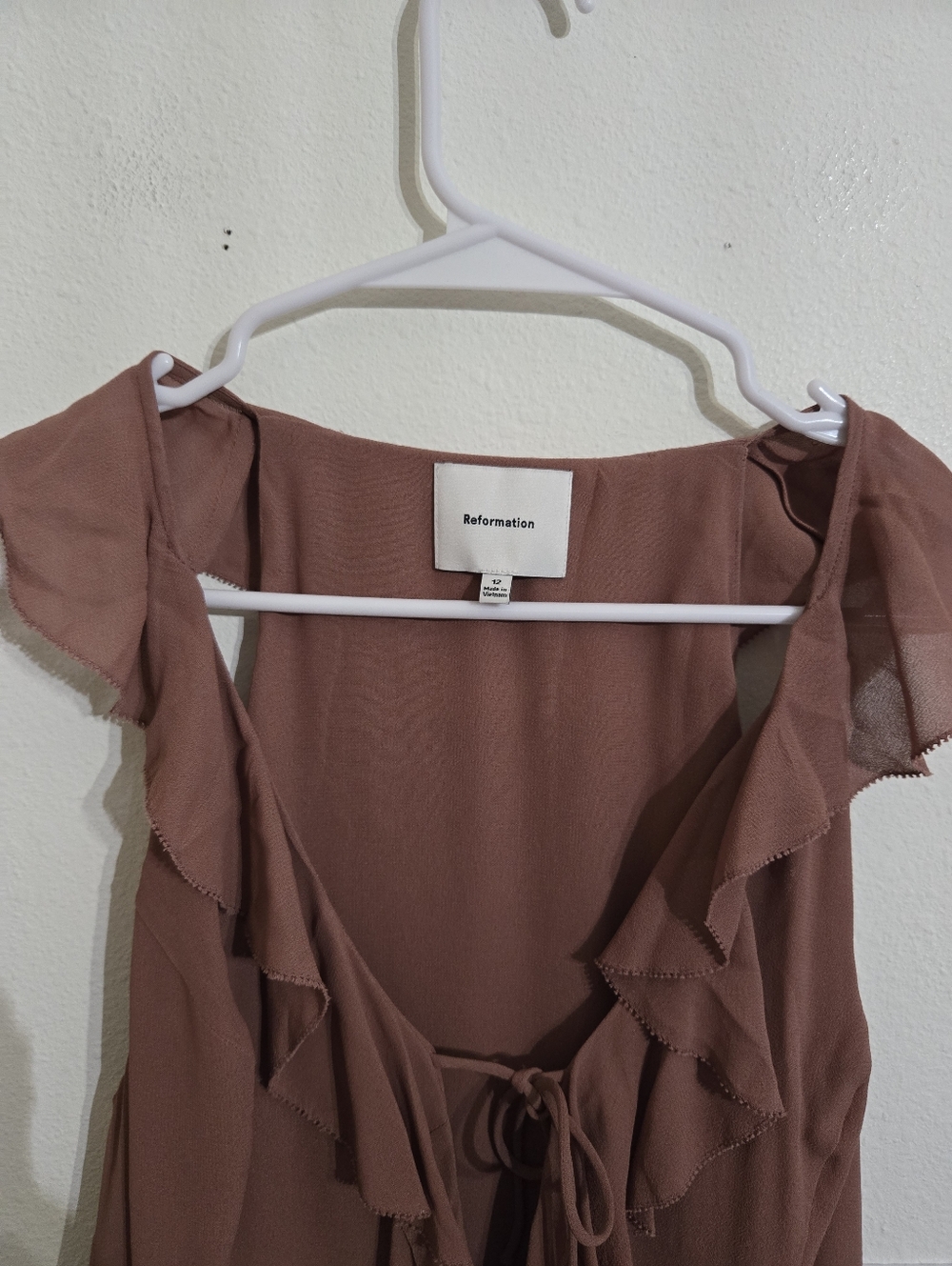Reformation Brown Ruffle Tie-Front Camisole - Picture 4 of 7